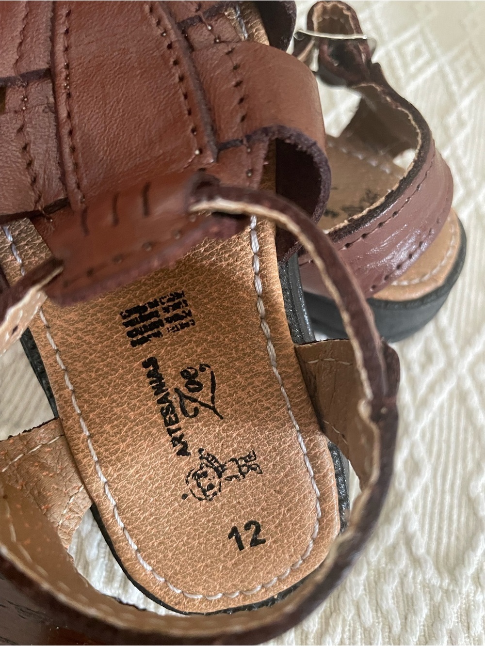 Baby Toddler Mexican Leather Huarache
Sandals Brown Handmade Size 12 New(5) - Picture 8 of 12